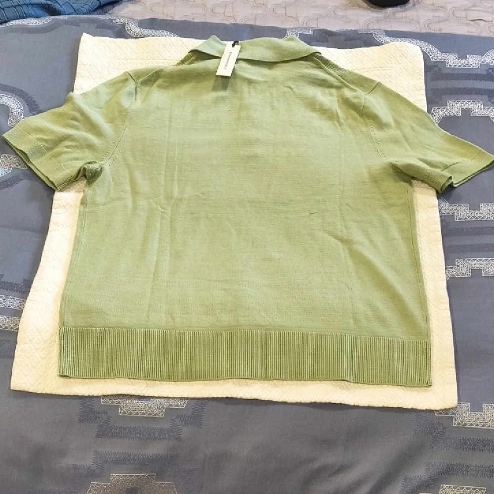 Banana Republic Linen-Cotton Ribbed Sweater Button Placket Polo